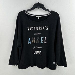 Victorias Secret Love Angel‎ Long Sleeve Sweatshirt Size S Gray Je T'aime